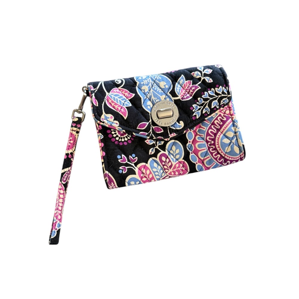 Vera Bradley Alpine Floralโ Quilted Cotton Wristlet Wallet Turn Lock Floral Navy